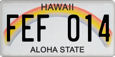 HI license plate FEF014