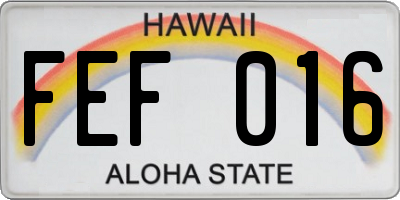 HI license plate FEF016