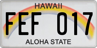 HI license plate FEF017