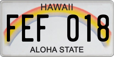 HI license plate FEF018