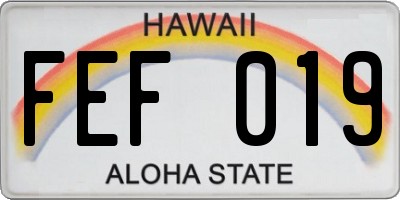 HI license plate FEF019