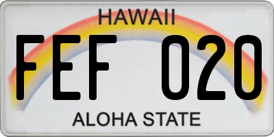 HI license plate FEF020