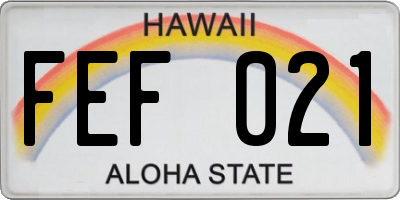 HI license plate FEF021