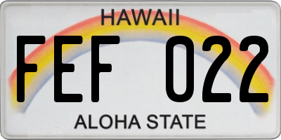 HI license plate FEF022