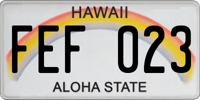 HI license plate FEF023