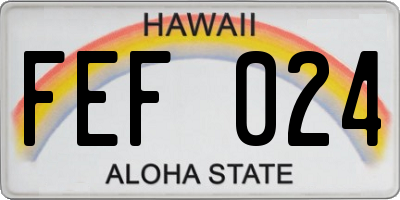 HI license plate FEF024