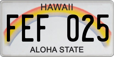 HI license plate FEF025
