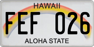 HI license plate FEF026