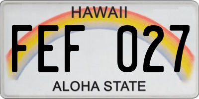 HI license plate FEF027