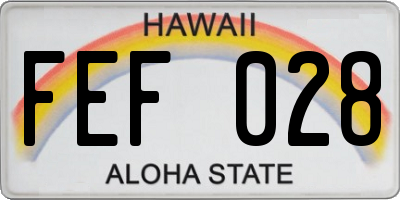 HI license plate FEF028