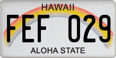 HI license plate FEF029