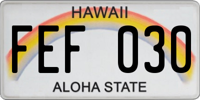 HI license plate FEF030