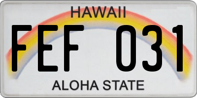 HI license plate FEF031