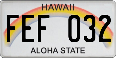 HI license plate FEF032