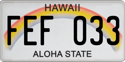 HI license plate FEF033