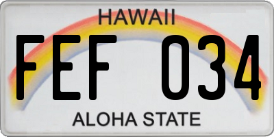 HI license plate FEF034