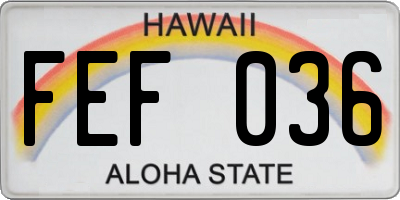 HI license plate FEF036