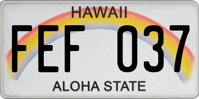HI license plate FEF037