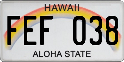 HI license plate FEF038