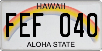 HI license plate FEF040