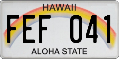HI license plate FEF041