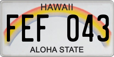 HI license plate FEF043