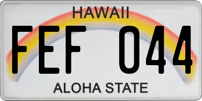 HI license plate FEF044