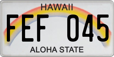 HI license plate FEF045