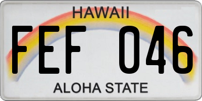 HI license plate FEF046