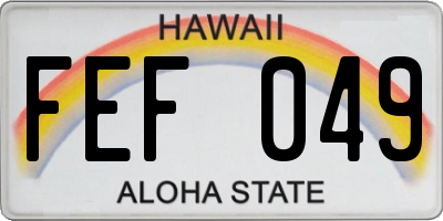HI license plate FEF049