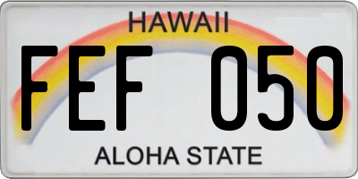 HI license plate FEF050