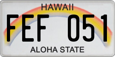 HI license plate FEF051
