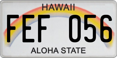 HI license plate FEF056