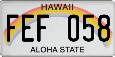 HI license plate FEF058