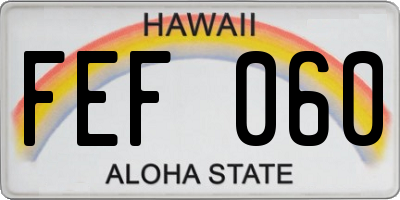HI license plate FEF060