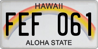 HI license plate FEF061