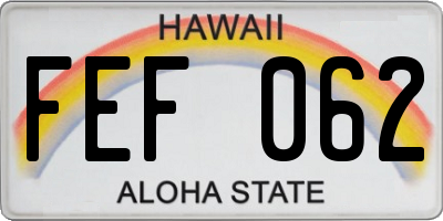 HI license plate FEF062