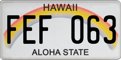 HI license plate FEF063