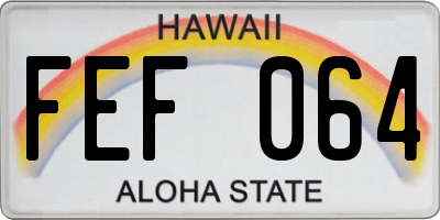 HI license plate FEF064
