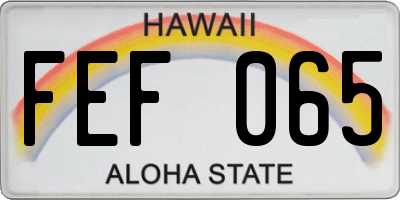 HI license plate FEF065