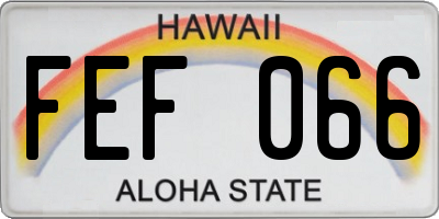 HI license plate FEF066