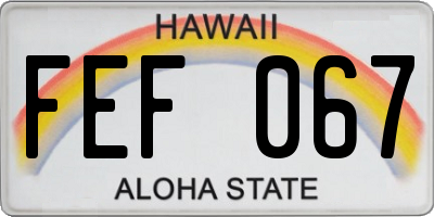 HI license plate FEF067