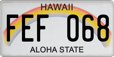 HI license plate FEF068