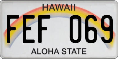 HI license plate FEF069