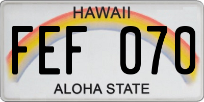 HI license plate FEF070