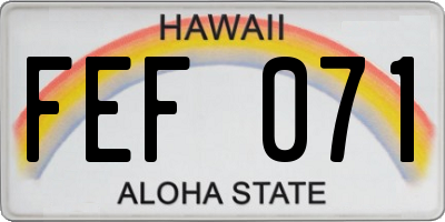 HI license plate FEF071