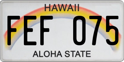 HI license plate FEF075