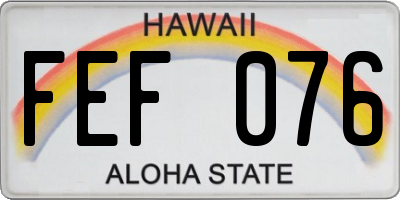 HI license plate FEF076
