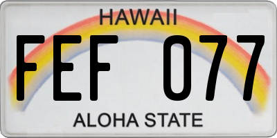 HI license plate FEF077