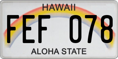 HI license plate FEF078